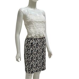 AXARA Paris Abstract Print Pencil Skirt‎ Office Siren Carrier Old Money FRANCE M
